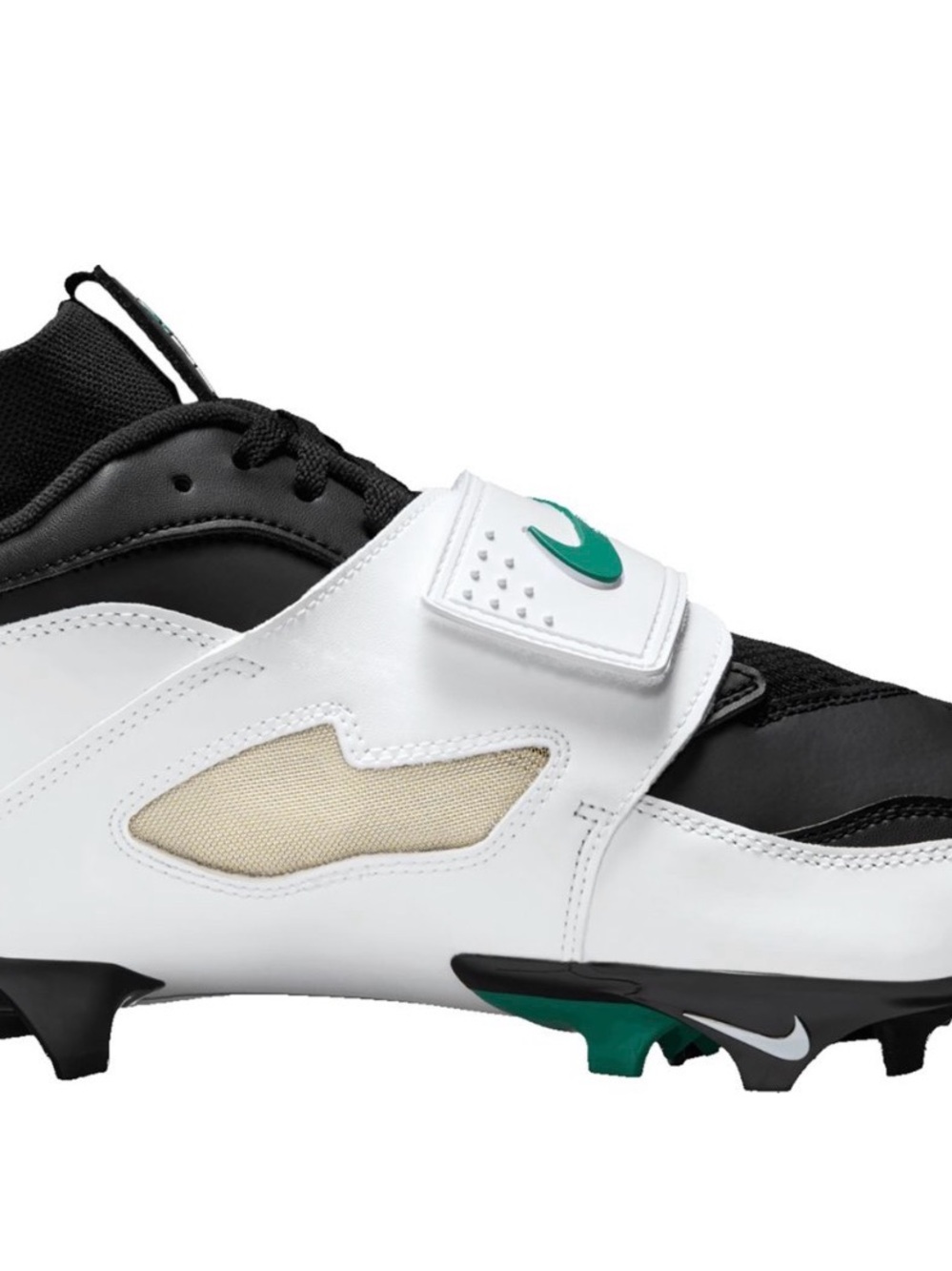 Nike Diamond Turf TD “93 Cleats in White, Black & Teal Accent